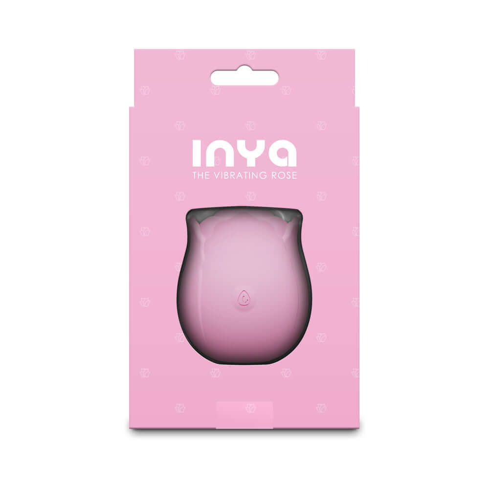 INYA The Vibrating Rose Pink packaging featuring a charming rose-shaped design in pink.