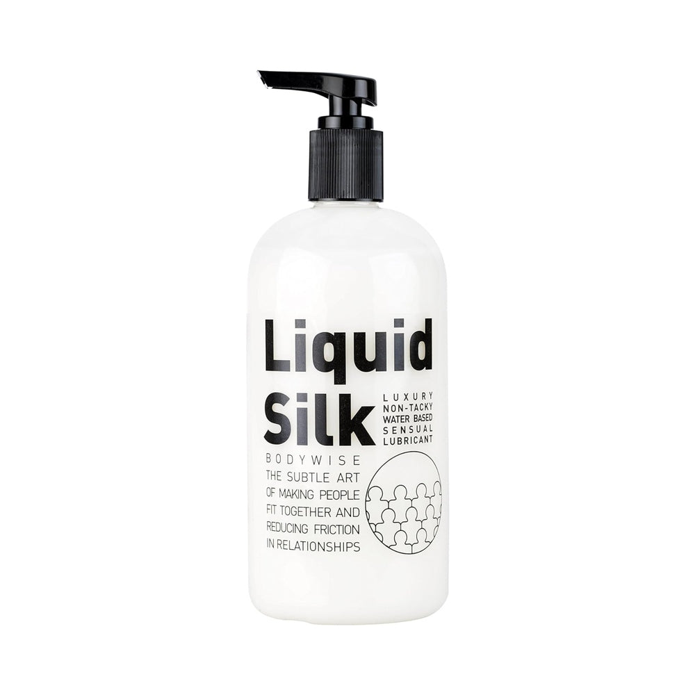 Liquid Silk Lubricant White 500 ml 17.6 Oz bottle with pump for intimate moments.