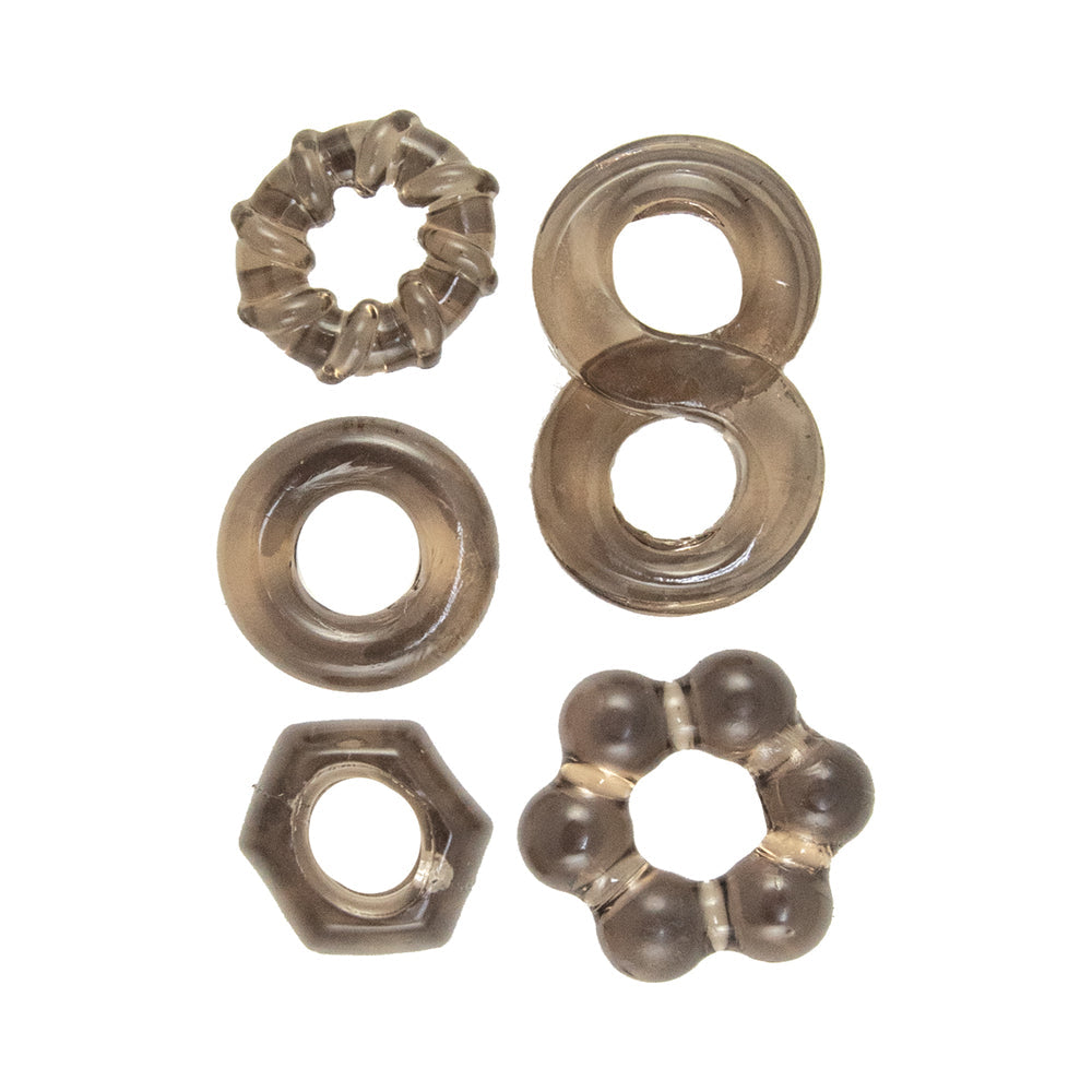 Enhancer Five Piece Cock Ring Set Black