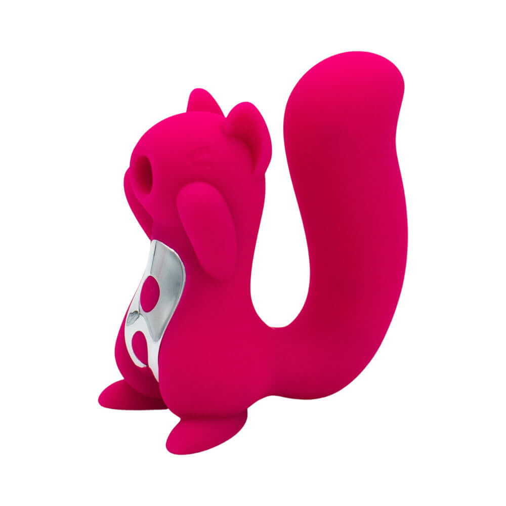 Screaming Squirrel Air Pulse & G-Spot Vibrator in playful pink design, showcasing dual-function features for pleasure.