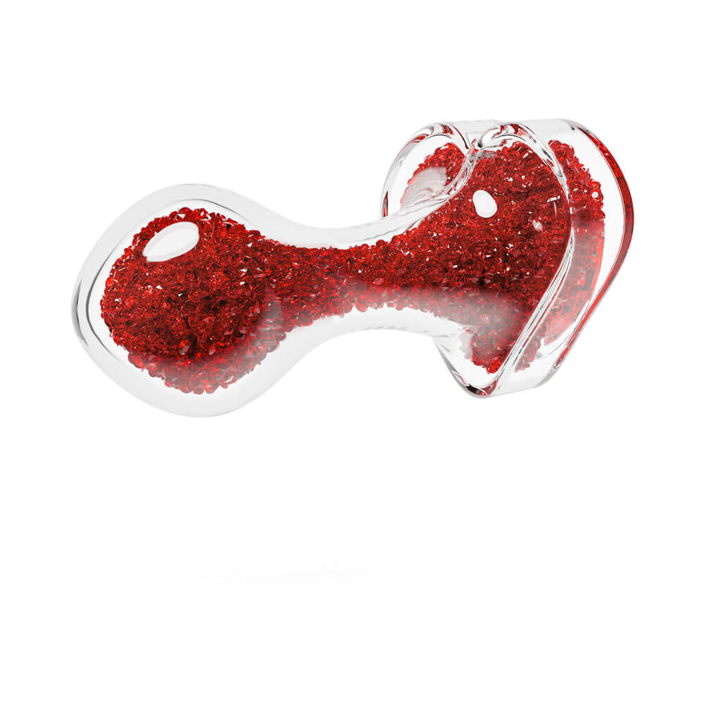 Oh My Gem Lustre Glass Anal Plug Red showcasing luxurious ruby-inspired design with smooth contours.