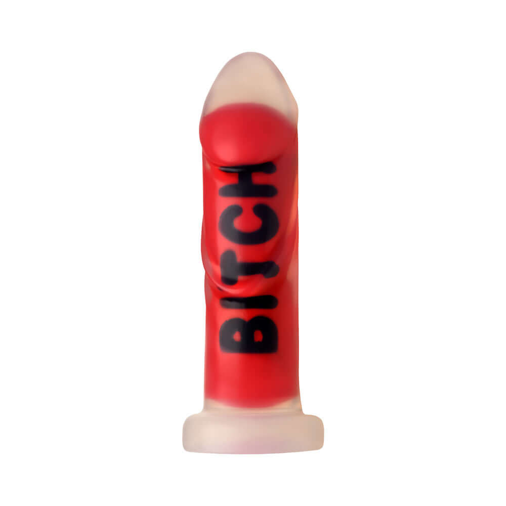 Master Series BITCH Silicone Dildo in red, showcasing its bold design and unique features for intense pleasure.