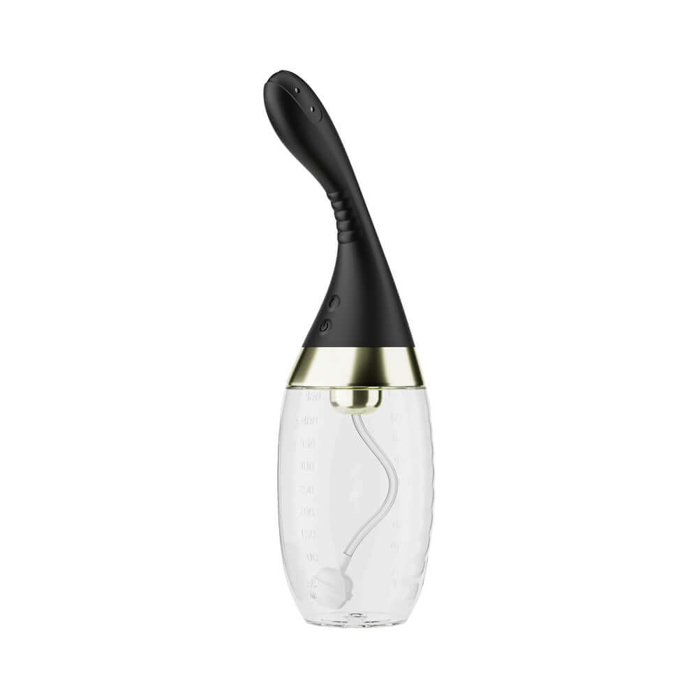 Anal Adventures Platinum Aqua Jet Black anal douche with customizable 3-speed jet pressure system.