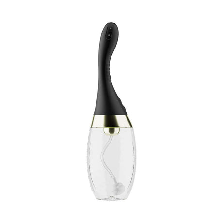 Anal Adventures Platinum Aqua Jet Black anal douche with 3-speed jet pressure and ergonomic design.