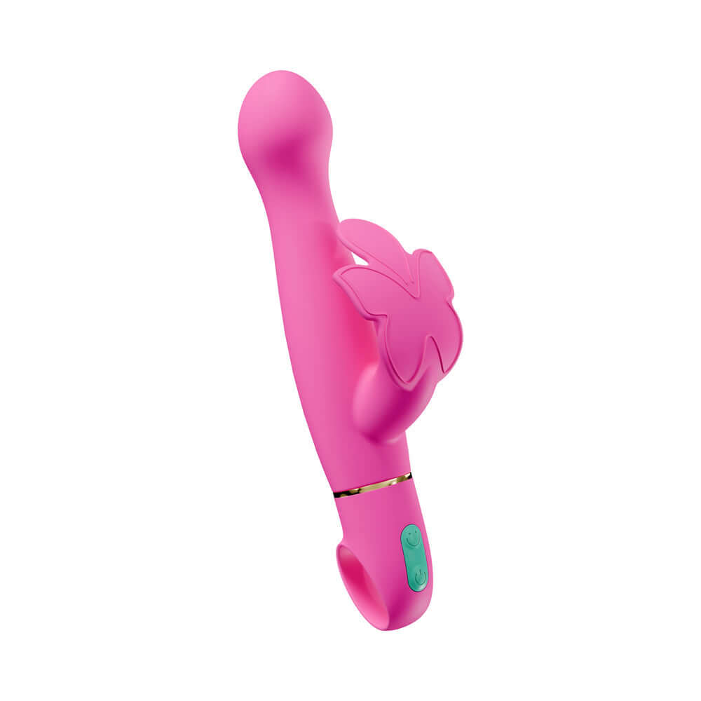 Aria Naughty AF 2.0 Rechargeable Vibe Plum in a vibrant pink color, showcasing its sleek design and dual-stimulation features.