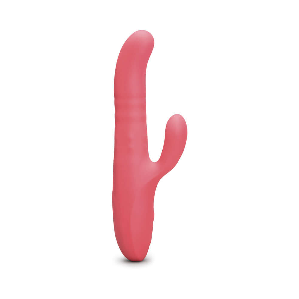 Le Wand Thrust Rabbit Vibrator in vibrant pink, designed for dual stimulation and intense pleasure.
