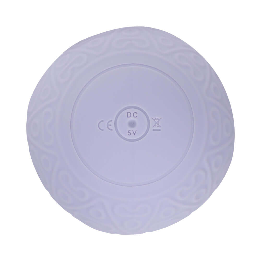 Bottom view of LoveLine ComfortPulse Duo Silicone Massager Lavender showing design and charging port.
