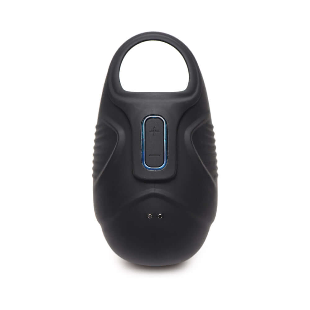 Trinity Men 7X Vibrating Silicone Ball Sack front view showing control button and ergonomic design.