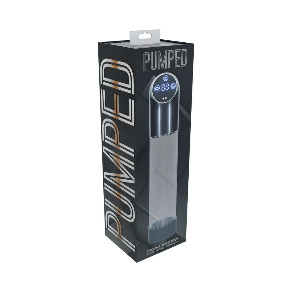 PUMPED Automatic Waterproof Gun Metal packaging with advanced suction technology and body-safe materials.