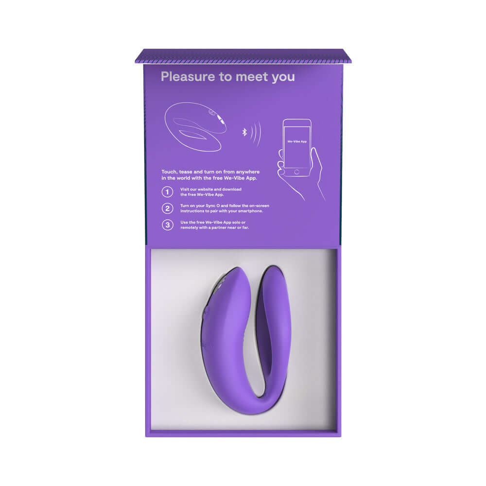 We-Vibe Sync O Vibrator Light Purple in box showcasing innovative features and remote app compatibility.