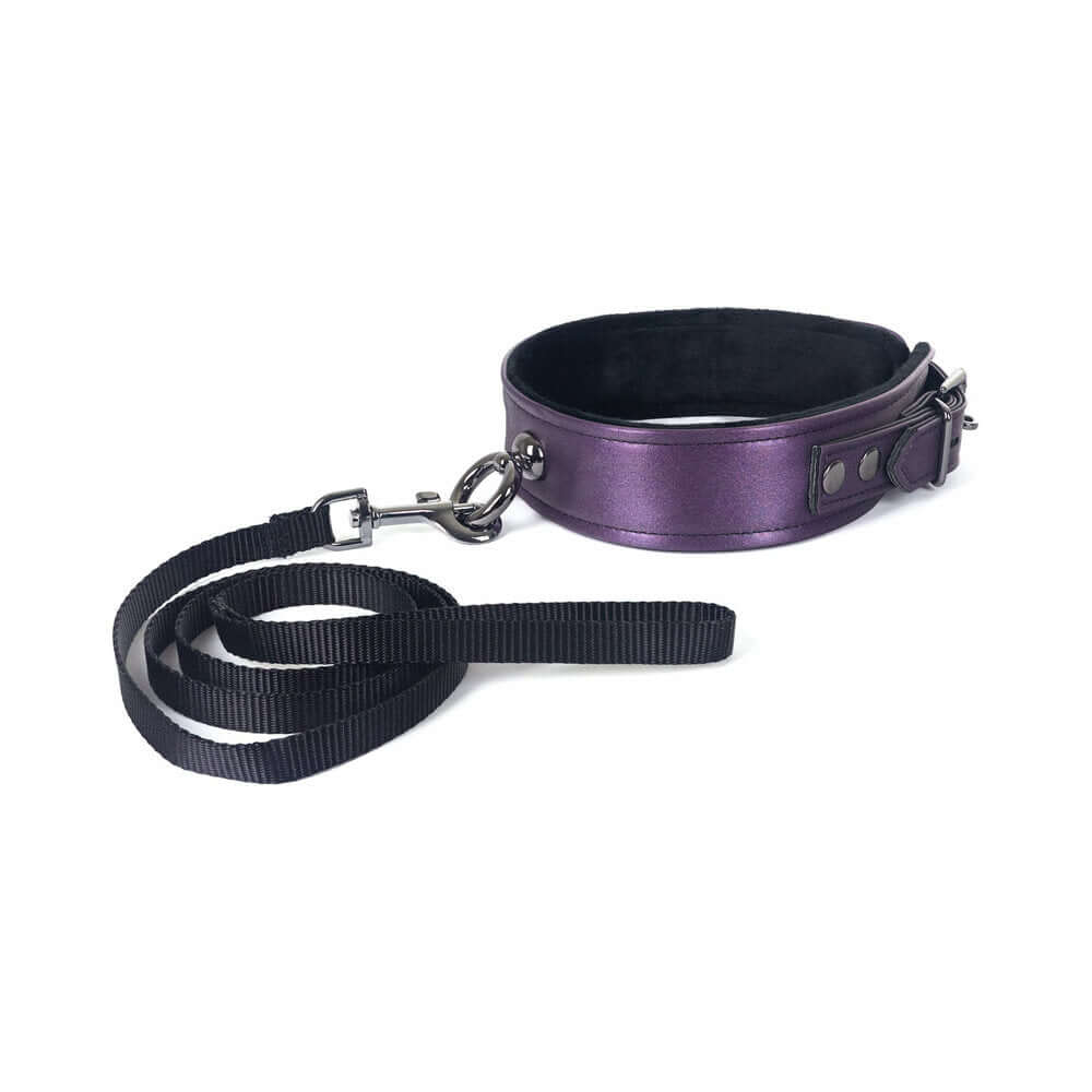 Galaxy Legend Collar and Leash Purple featuring faux leather construction and a stylish design.
