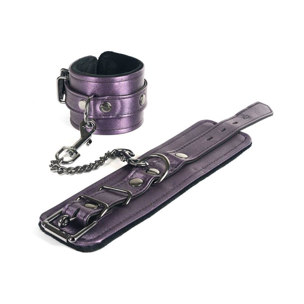 Galaxy Legend Ankle Restraints Purple, featuring faux leather and velvety lining for comfort and control.