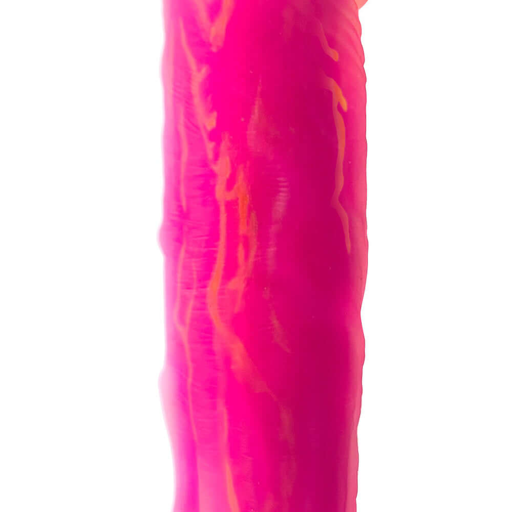 Adam & Eve The Squiggler Dual Density Gyrating Dildo in vibrant pink with realistic textures.