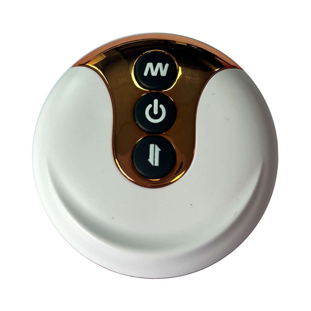 Control panel for Adam & Eve The Squiggler Dual Density Gyrating Dildo with three buttons.