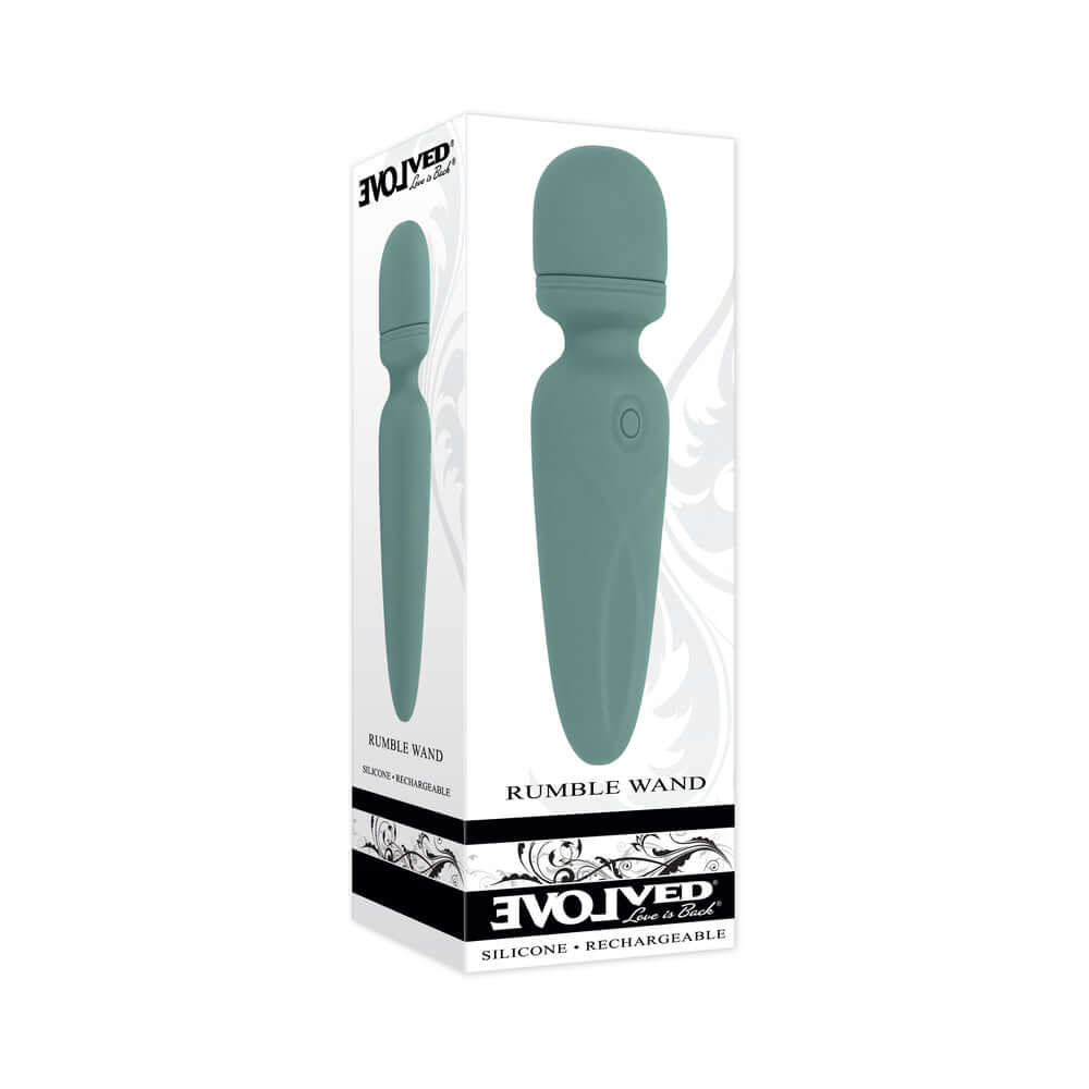 Evolved Rumble Wand Rechargeable Vibrating Mini Wand Silicone Green