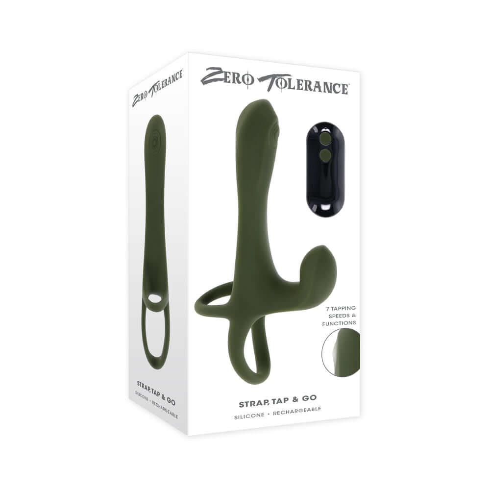 Zero Tolerance Strap Tap & Go Rechargeable Vibrating Girth Enhancer Silicone Green