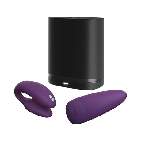 We-Vibe Chorus Couples Vibrator Purple with charger, featuring intuitive design and adjustable fit.