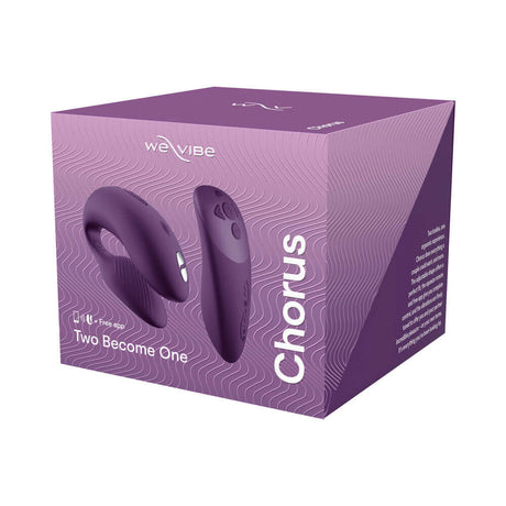 We-Vibe Chorus Couples Vibrator Purple packaging box showcasing its innovative design and features.