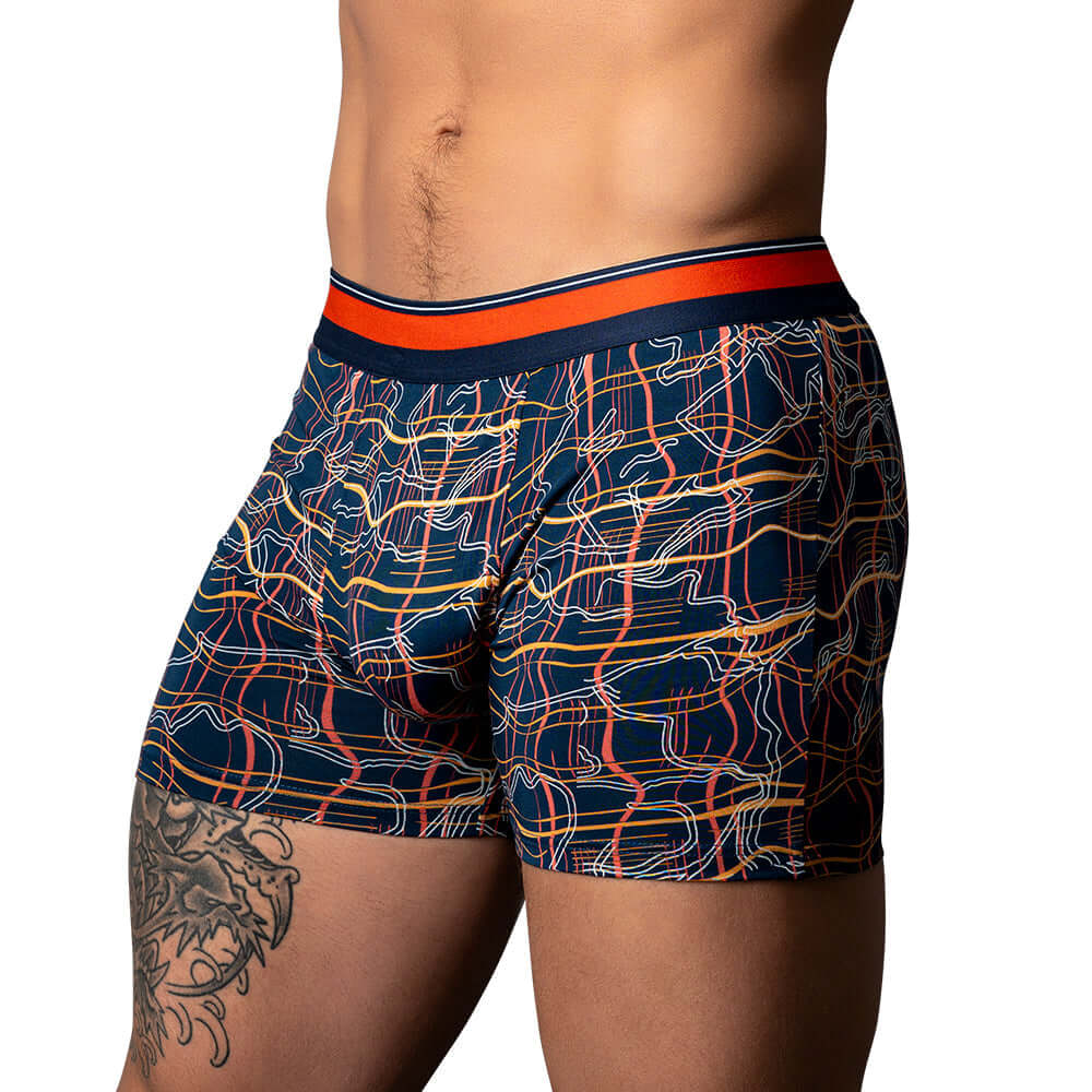 Male Power Soo Cumfy Boxer Brief Navy/Orange S