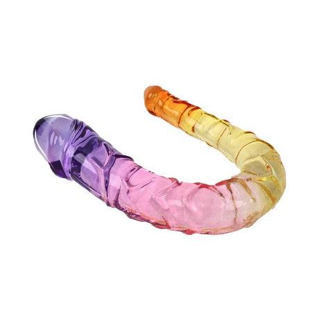 Adam and Eve Sunrise Dreams Double Dong with vibrant purple, pink, and orange colors, perfect for intimate pleasure.