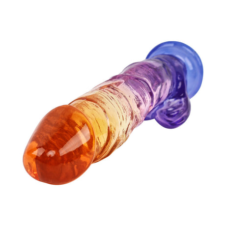 Adam and Eve Sunrise Dreams Realistic Dildo 8.5 inches in vibrant ombre colors for intense pleasure.