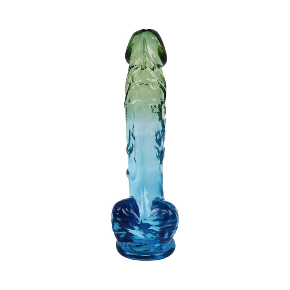 Adam and Eve Seaside Dreams Realistic Dildo 8.5 inches in colorful ombre design with suction cup base.