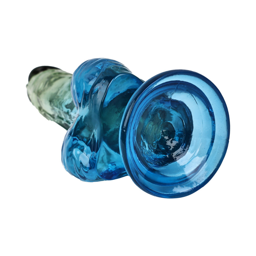 Adam and Eve Seaside Dreams Realistic Dildo 8.5 inches with a vibrant blue ombre design and suction cup base.