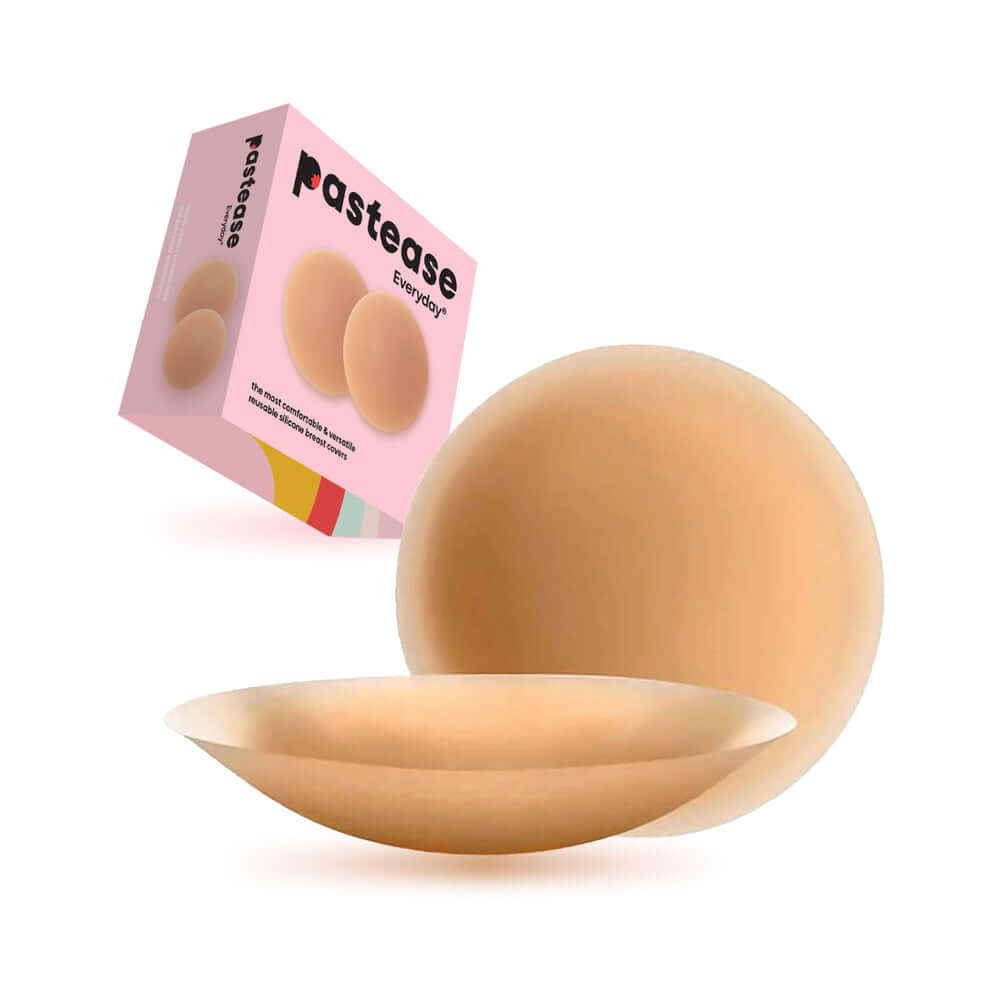 Pastease Halos Reusable Nipple Cover Medium Large D Cup with packaging and silicone cover displayed.