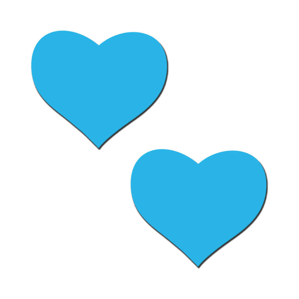 Glow-in-the-Dark Neon Turquoise Heart Pasties Nipple Covers in vibrant turquoise color.
