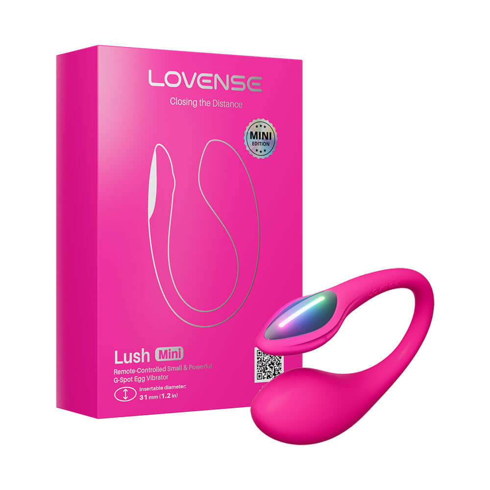 Lovense Lush Mini G-spot Egg Vibrator packaging with the device displayed next to it.