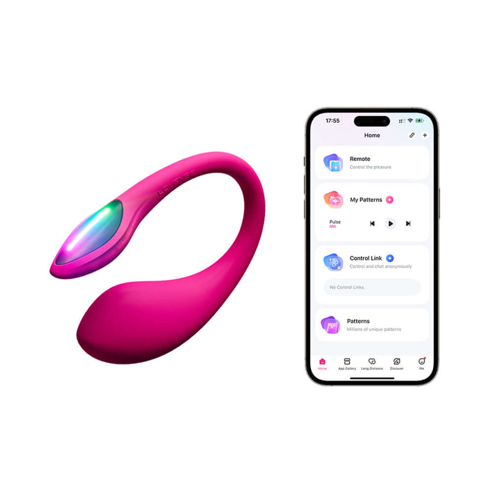 Lovense Lush Mini G-spot Egg Vibrator alongside app control interface for personalized pleasure.