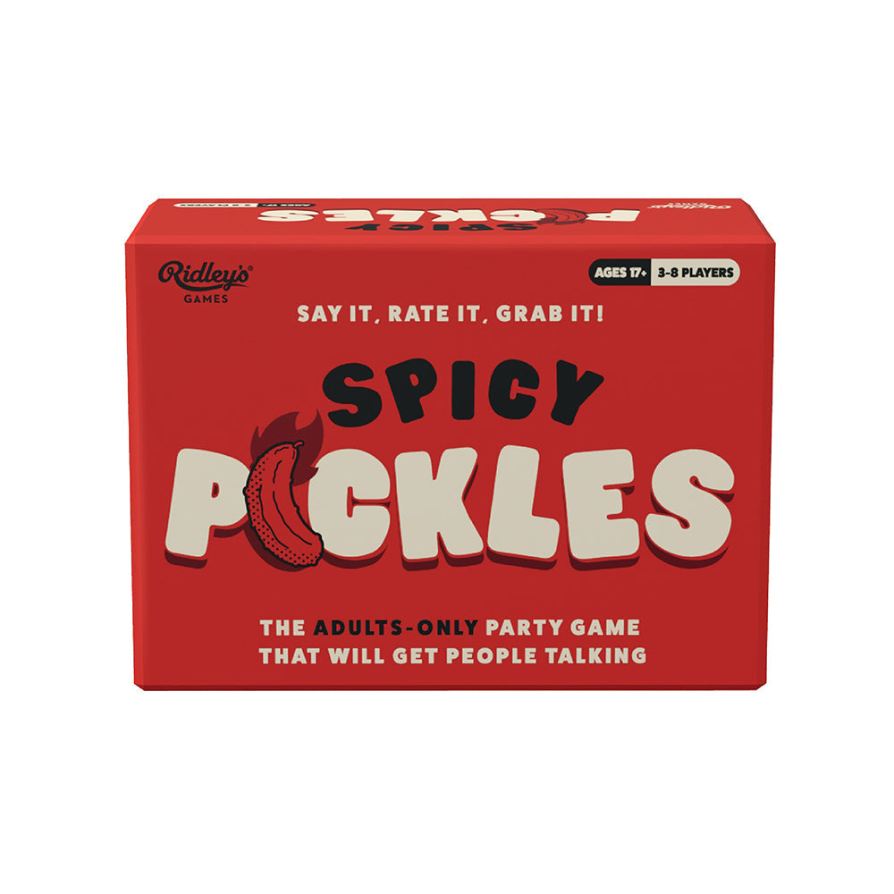 Spicy Pickles The adults only party game that will get people talking, featuring a bold red box design for game night.