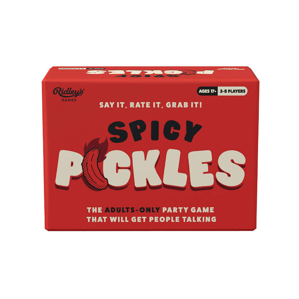 Spicy Pickles The adults only party game that will get people talking, featuring a bold red box design for game night.