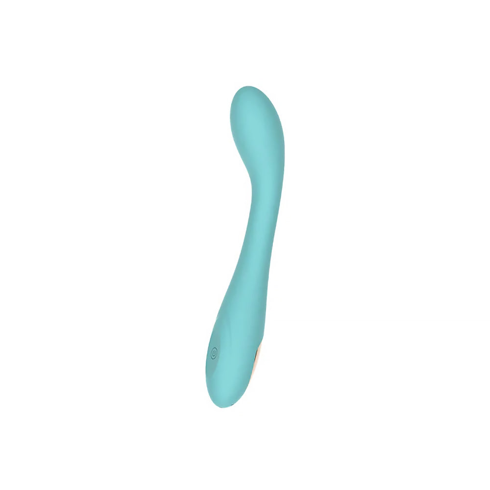 Spectrum Essentials Silicone G-spot Vibrator Blue shown from the side, designed for G-spot and A-spot stimulation.