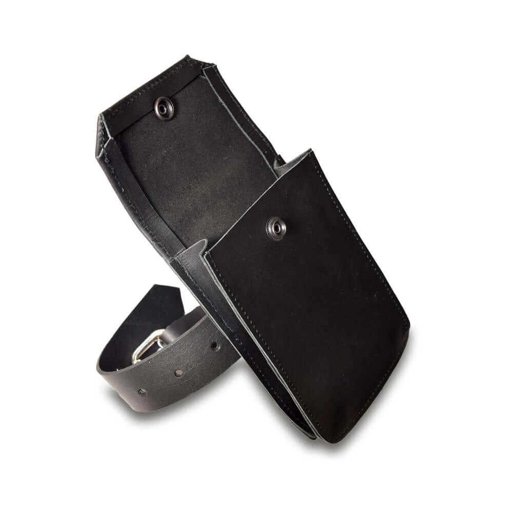 Prowler RED Leather Large Belt Pouch open with belt, showcasing its durable leather and spacious interior.