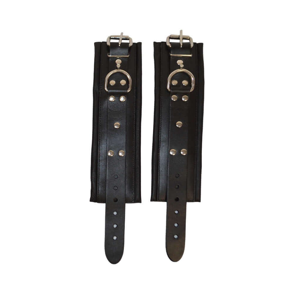 Prowler RED Leather Lockable Wrist Restraints L XL - durable leather with locking posts for BDSM.