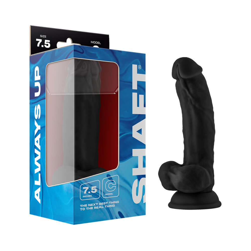 Shaft Model C 7.5 Inches Dong with Balls Black packaging showing realistic design and quality craftsmanship.