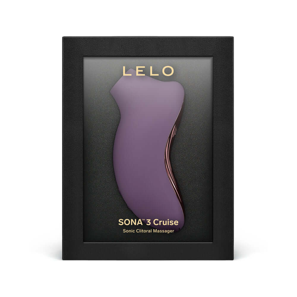 LELO SONA 3 Cruise Clitoral Stimulator Plum displayed in elegant packaging with sophisticated design.