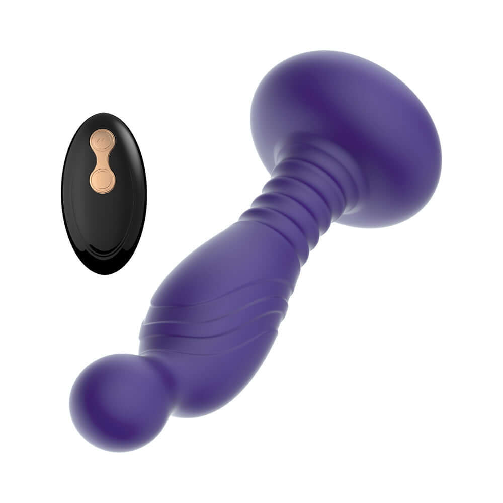 The Royale P-Spot Pleasure Purple prostate massager with remote control, designed for targeted stimulation and comfort.