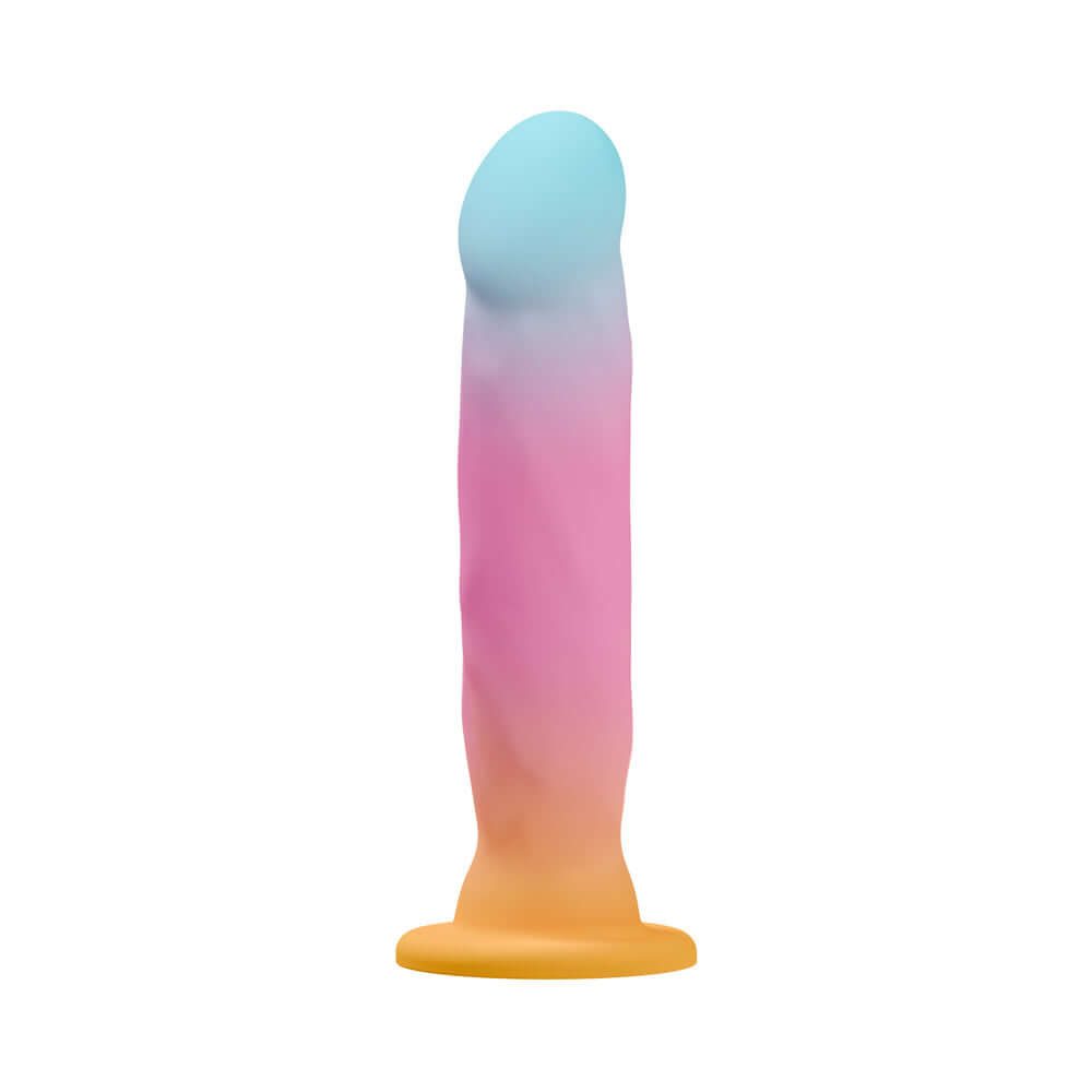 Avant Golden Dawn Artisan Dildo showcasing vibrant colors and elegant design for enhanced pleasure.