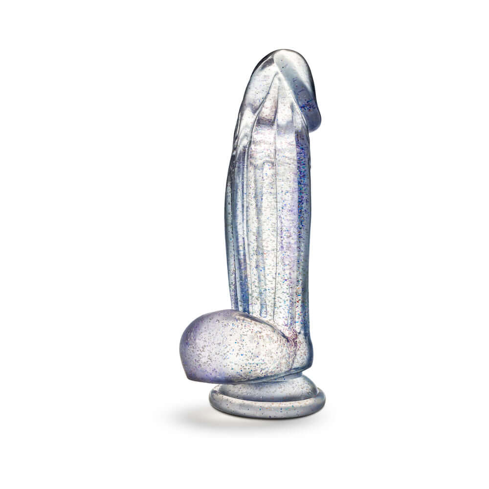 Naturally Yours Bling Sparkling Dildo Clear, a glittering and shimmering pleasure toy.