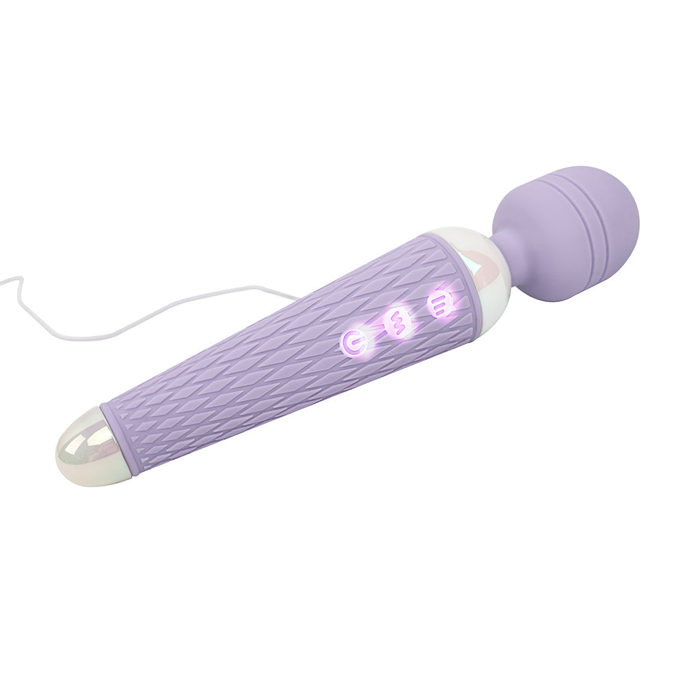 Adam and Eve Flexi Lexi Flexible Slender Wand Massager in lavender with flexible head and control buttons.