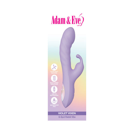 Adam and Eve Violet Vixen G-Spot Rabbit Vibe with ergonomic design and waterproof feature.