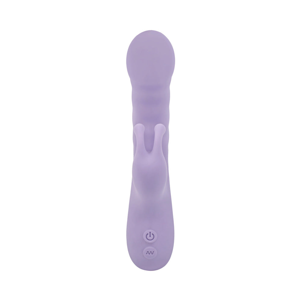 Adam and Eve Violet Vixen G-Spot Rabbit Vibe in a sleek purple design, showcasing its dual-action and ergonomic features.