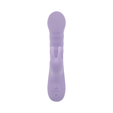 Adam and Eve Violet Vixen G-Spot Rabbit Vibe in a sleek purple design, showcasing its dual-action and ergonomic features.