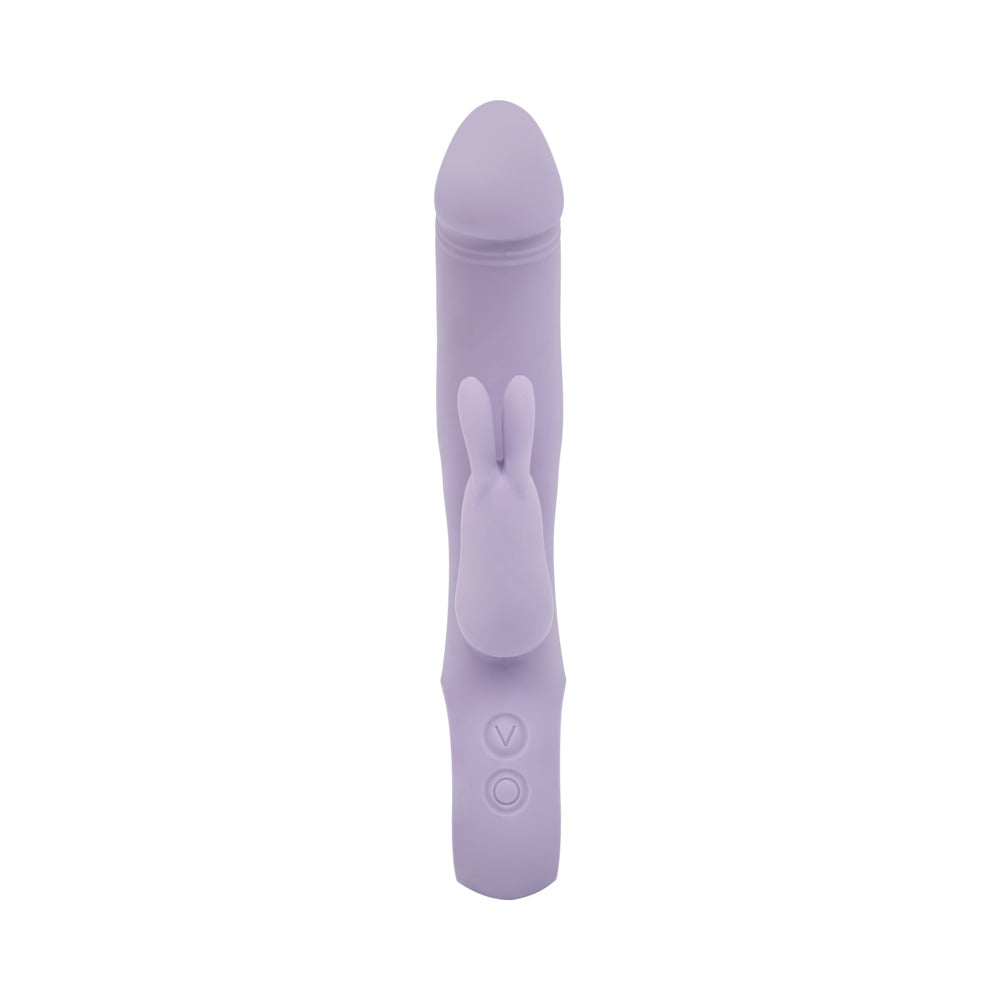 Adam and Eve Thrust Bunny Triple-Stimulating Rabbit Vibrator in lavender color with sleek design and dual stimulation features.