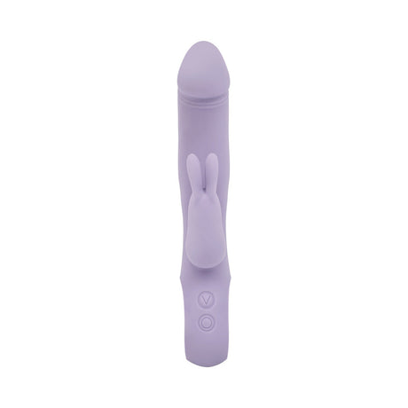 Adam and Eve Thrust Bunny Triple-Stimulating Rabbit Vibrator in lavender color with sleek design and dual stimulation features.