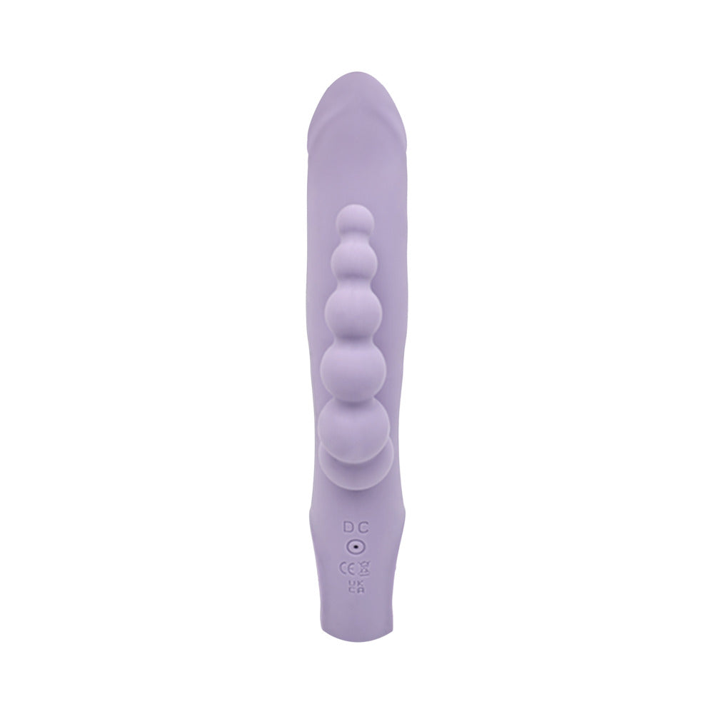Adam and Eve Thrust Bunny Triple-Stimulating Rabbit Vibrator in lavender, showcasing its unique design and features.
