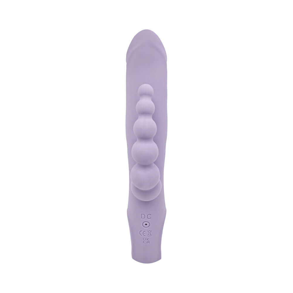 Adam and Eve Thrust Bunny Triple-Stimulating Rabbit Vibrator in lavender, showcasing its unique design and features.