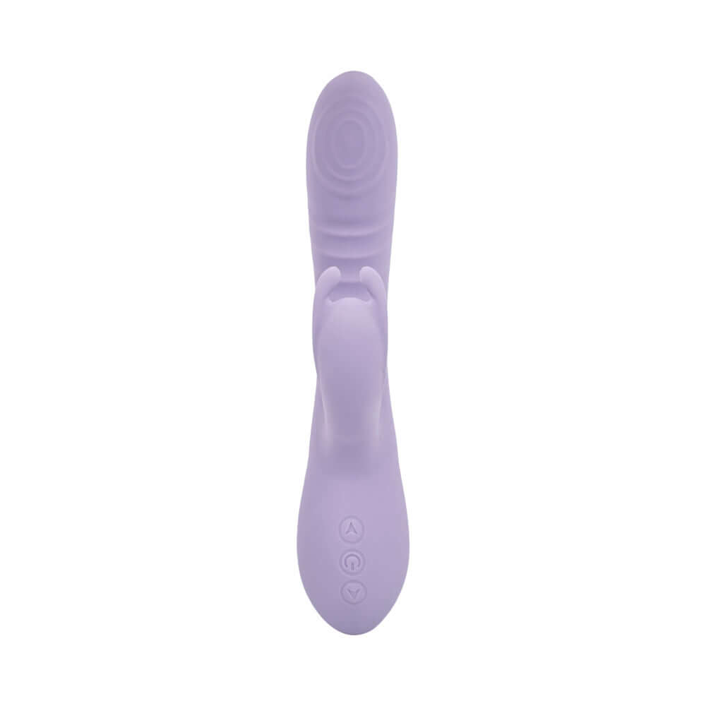 Adam and Eve Tickle Me Softly Soft Flexible Rabbit Vibe in soft purple silicone for luxurious dual-stimulation.